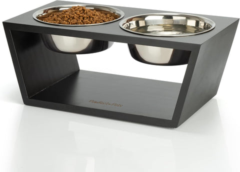 Elevated Dog Bowl Stand- 7" Raised Dog Bowl for Medium Dogs. Pet Feeder with Four Stainless Steel Bowls